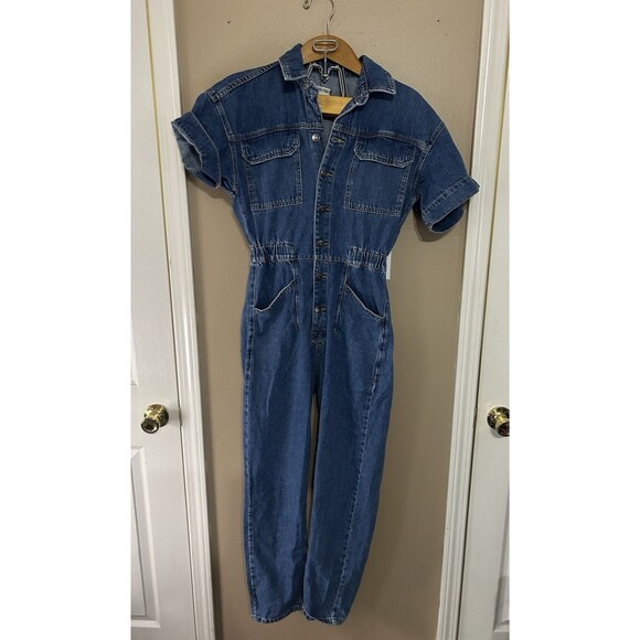 We the Free People Women's Marla Denim Jumpsuit Short Sleeve Size S New Utility - Picture 1 of 12